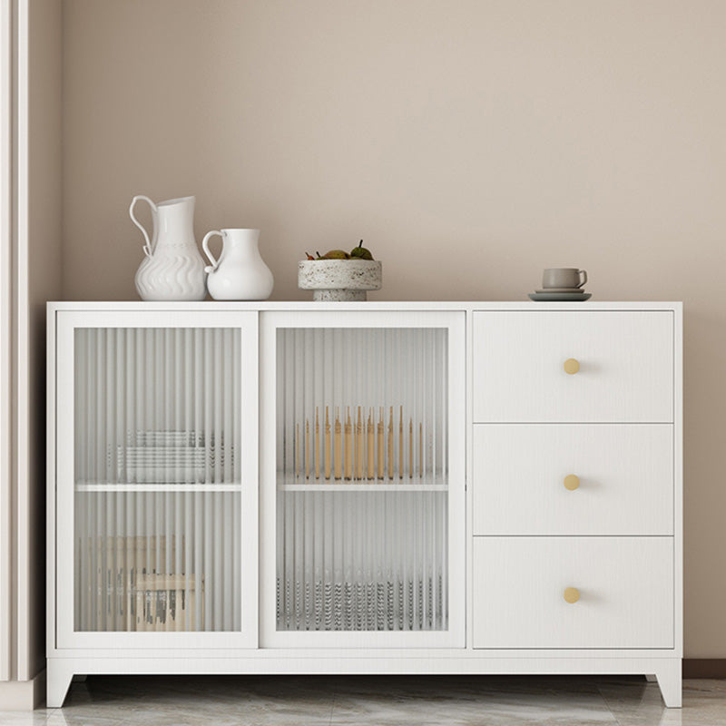 Modern White Side Board 15.7"W Engineered Wood Credenza with Glass Door