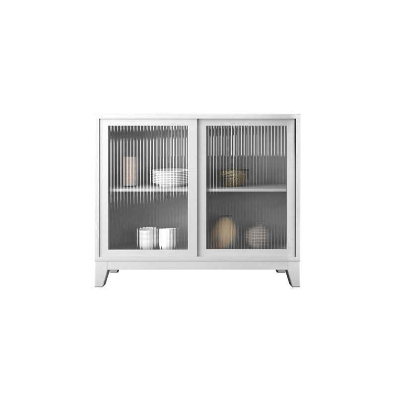 Modern White Side Board 15.7"W Engineered Wood Credenza with Glass Door