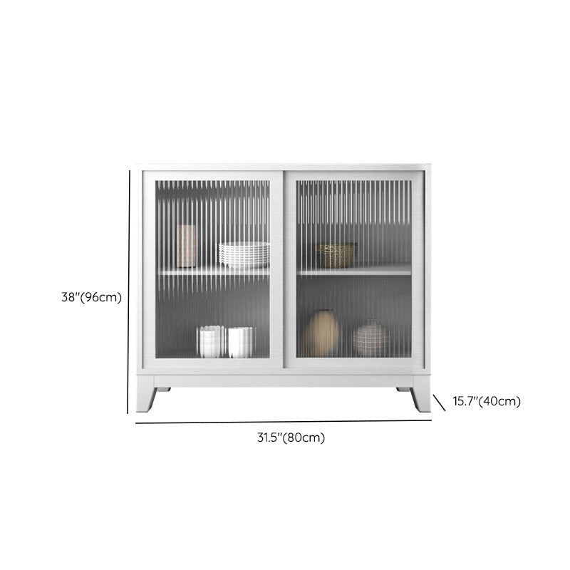 Modern White Side Board 15.7"W Engineered Wood Credenza with Glass Door