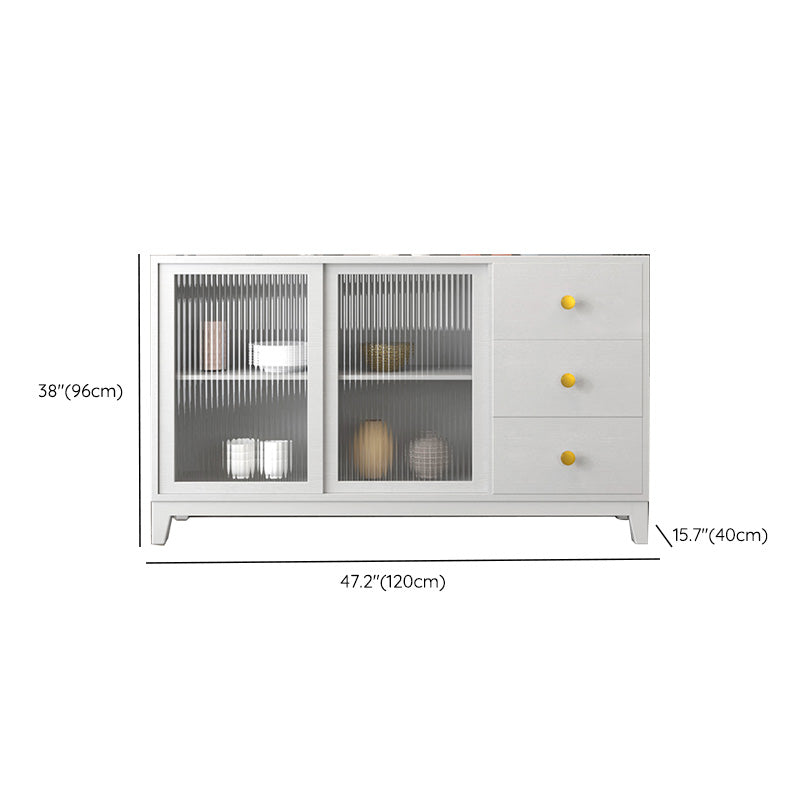 Modern White Side Board 15.7"W Engineered Wood Credenza with Glass Door