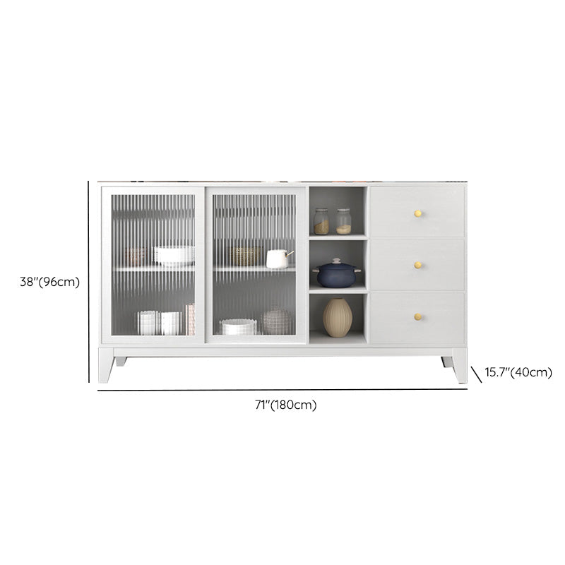 Modern White Side Board 15.7"W Engineered Wood Credenza with Glass Door