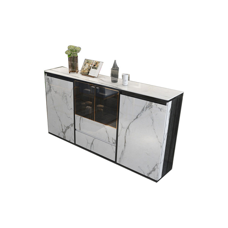 Cabinets Glam Dining Buffet 2-Drawer Glass Doors Buffet Sideboard