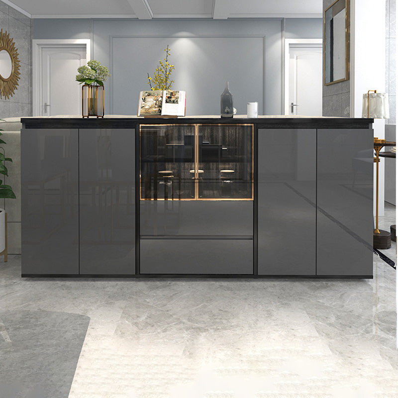 Cabinets Glam Dining Buffet 2-Drawer Glass Doors Buffet Sideboard