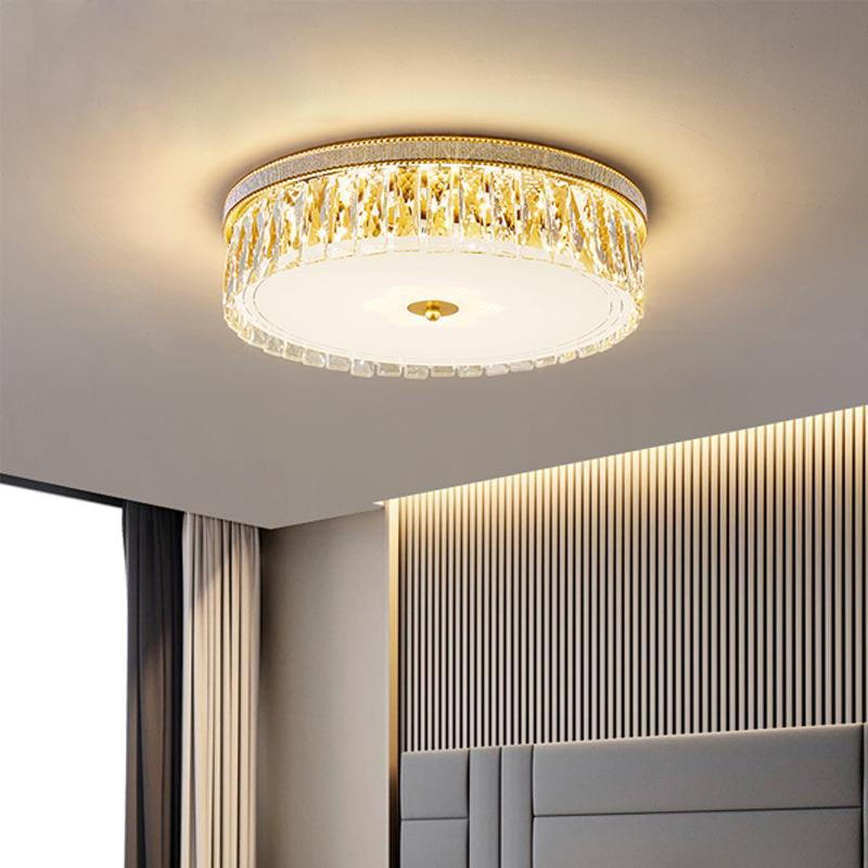 Crystal Round Flush Mount Lights Contemporary Style 1 Light Flush Mount Fixture