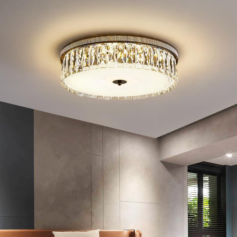 Crystal Round Flush Mount Lights Contemporary Style 1 Light Flush Mount Fixture