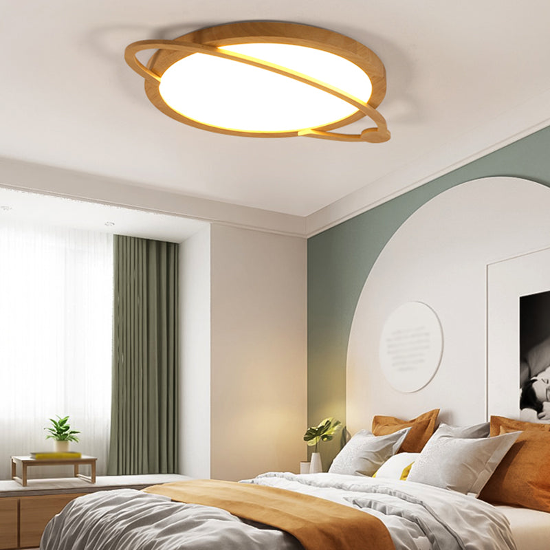 Minimalism Flush Mount Wooden Ceiling Light Fixture for Bedroom