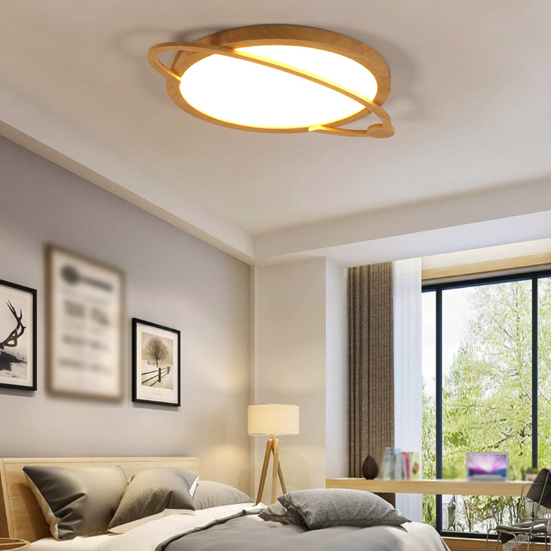 Minimalism Flush Mount Wooden Ceiling Light Fixture for Bedroom