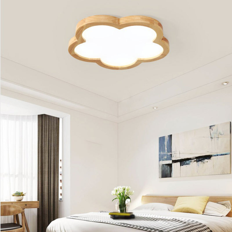 Wood Flower Flush Mount Lights Contemporary Style 1 Light Flush Mount Fixture