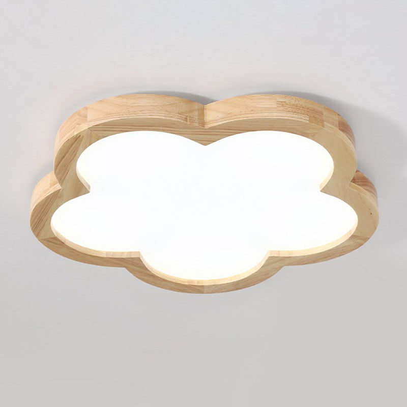 Wood Flower Flush Mount Lights Contemporary Style 1 Light Flush Mount Fixture