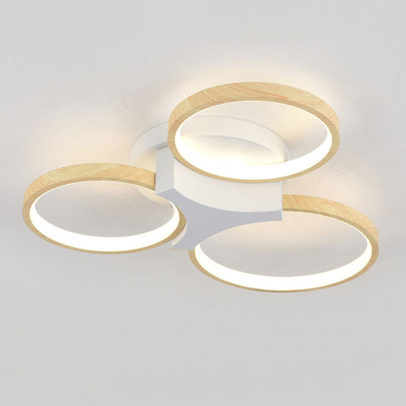 Modern Style Circle Shape Flush Mount Wood Ceiling Light for Bedroom