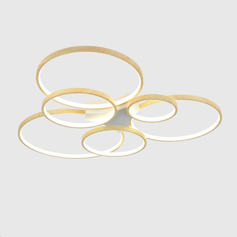 Modern Style Circle Shape Flush Mount Wood Ceiling Light for Bedroom