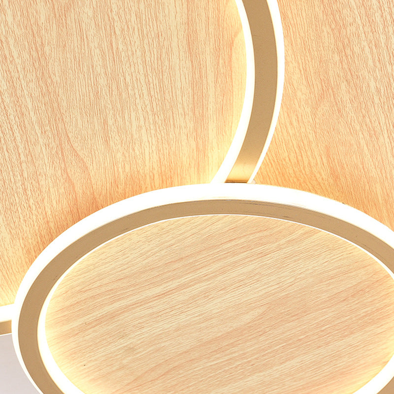 Circle Modern Style Flush Mount Wood 3-Light Ceiling Light for Living Room