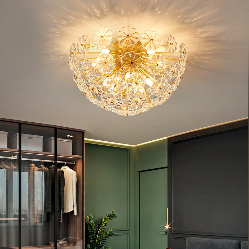 Sputnik Flower Modern Style Flush Mount Crystal Ceiling Light for Bedroom