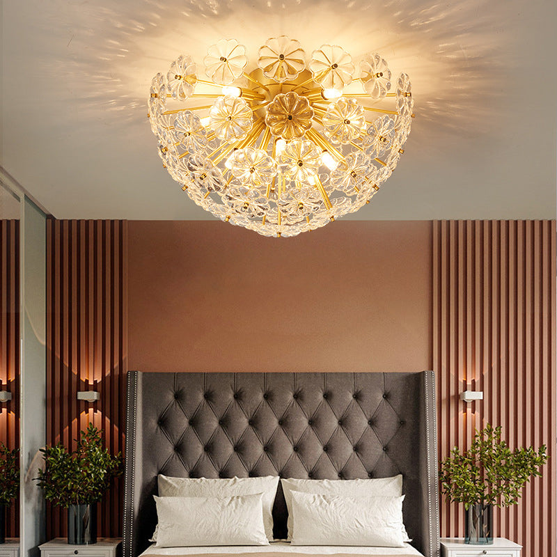 Sputnik Flower Modern Style Flush Mount Crystal Ceiling Light for Bedroom