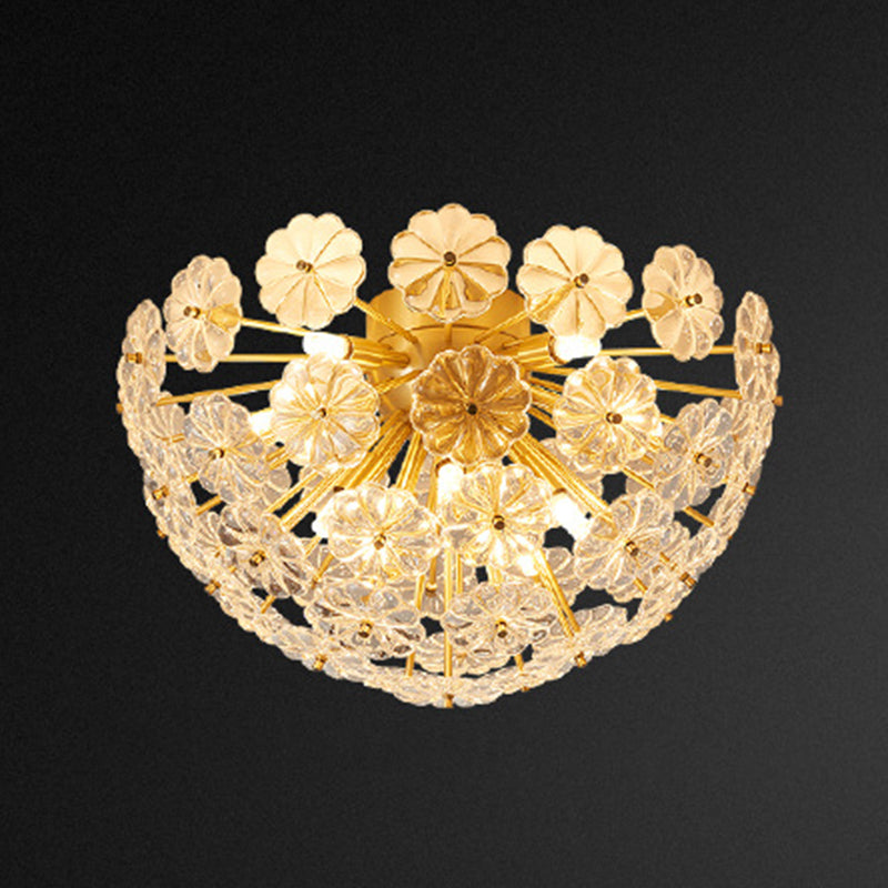 Sputnik Flower Modern Style Flush Mount Crystal Ceiling Light for Bedroom