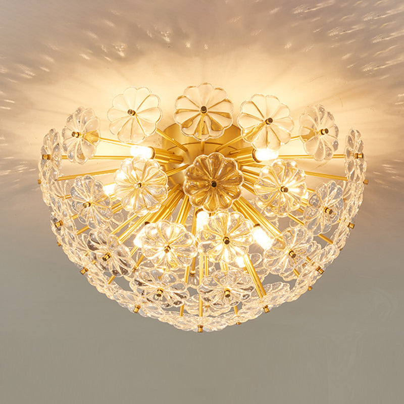 Sputnik Flower Modern Style Flush Mount Crystal Ceiling Light for Bedroom