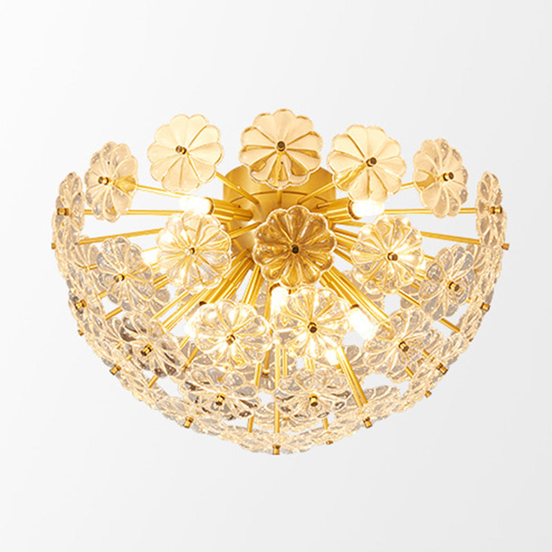 Sputnik Flower Modern Style Flush Mount Crystal Ceiling Light for Bedroom