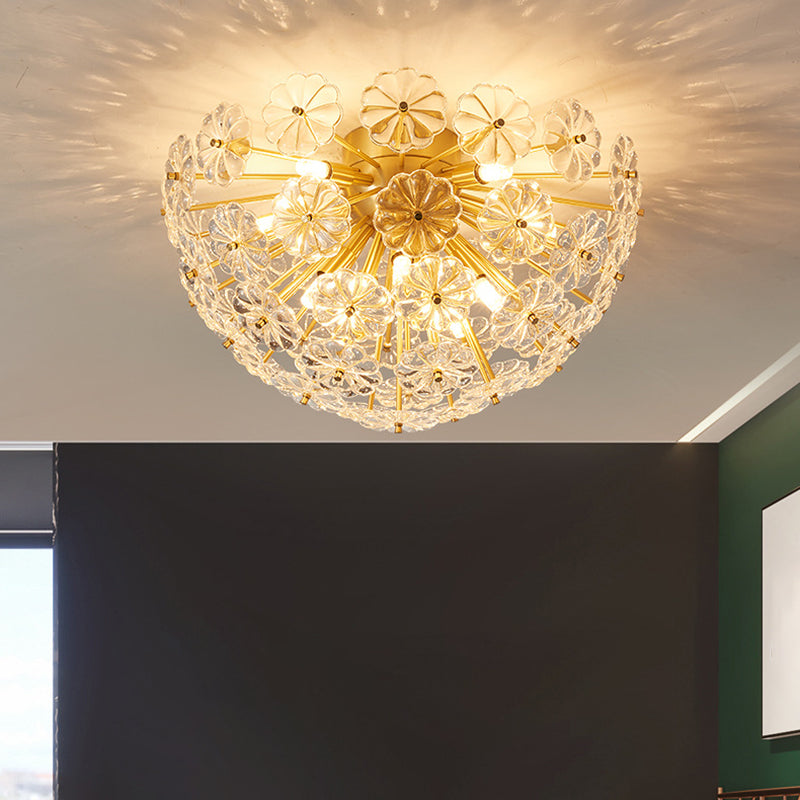 Sputnik Flower Modern Style Flush Mount Crystal Ceiling Light for Bedroom