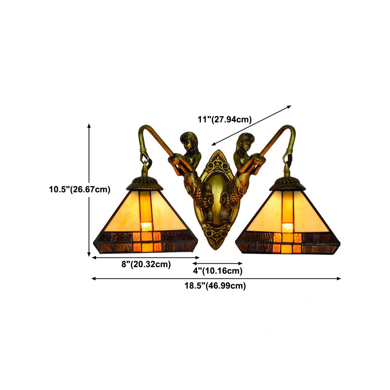 Tiffany Geometric Vanity Wall Lights Glass 2-Light Vanity Wall Light Fixtures