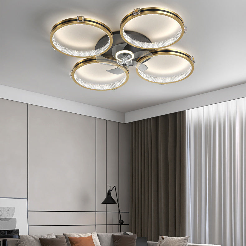 5-Blade Metal Ceiling Fan Modernism Golden Fan with Light for Room