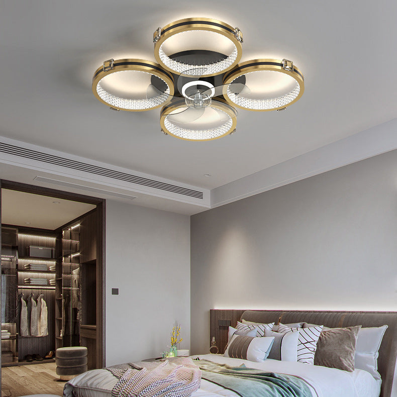 5-Blade Metal Ceiling Fan Modernism Golden Fan with Light for Room