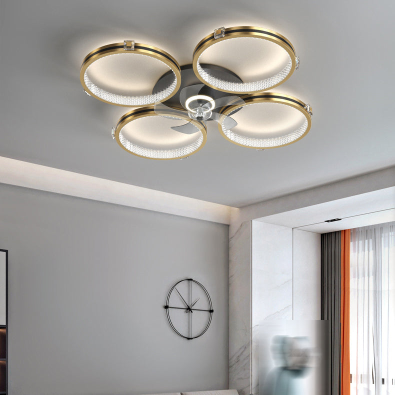 5-Blade Metal Ceiling Fan Modernism Golden Fan with Light for Room