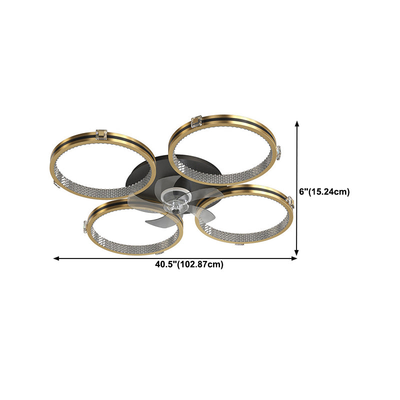 5-Blade Metal Ceiling Fan Modernism Golden Fan with Light for Room