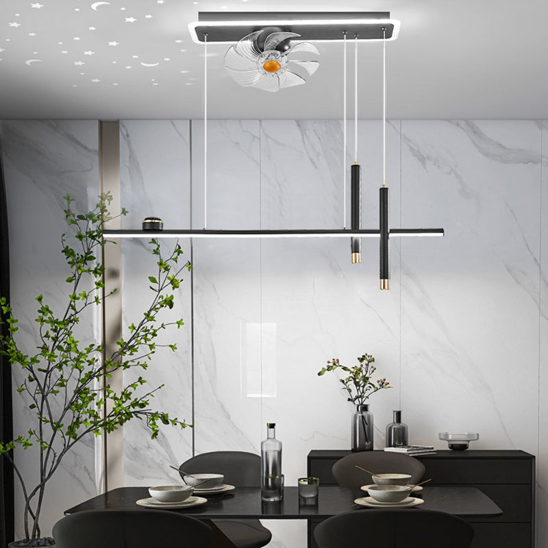 Black and Gold Ceiling Fan Minimalist Interior LED Fan Ceiling Lighting Fixture