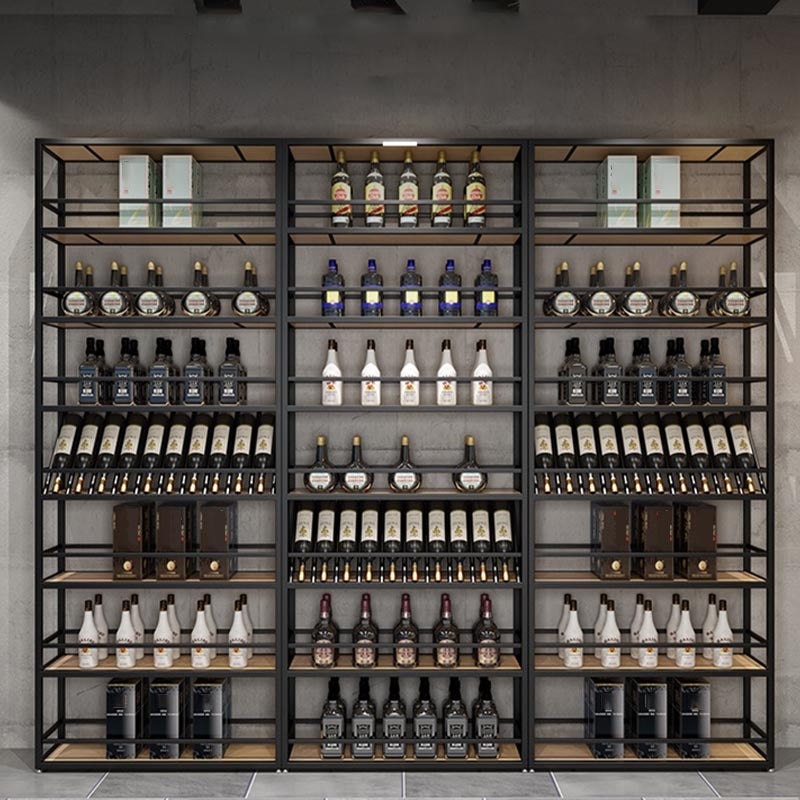 Modern Floor Wine Rack Kit Metal Wine Holder Rack with Shelf