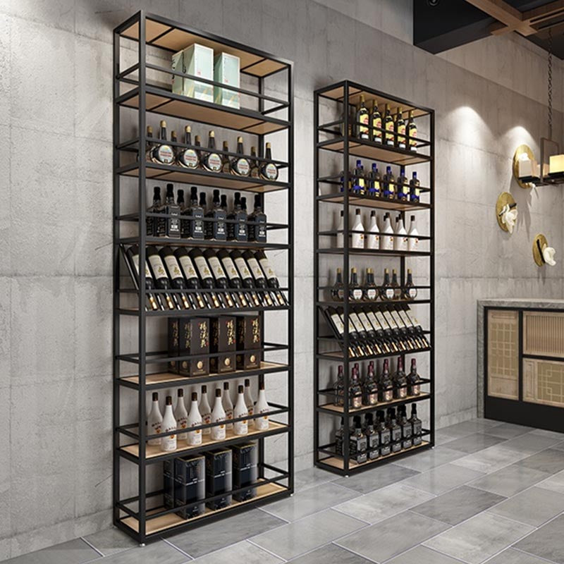 Modern Floor Wine Rack Kit Metal Wine Holder Rack with Shelf