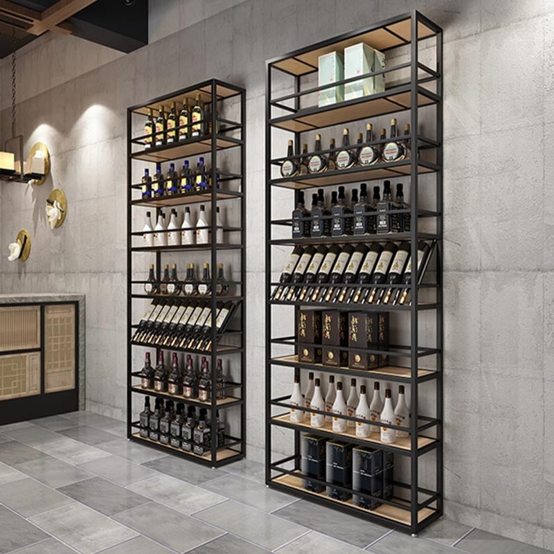 Modern Floor Wine Rack Kit Metal Wine Holder Rack with Shelf