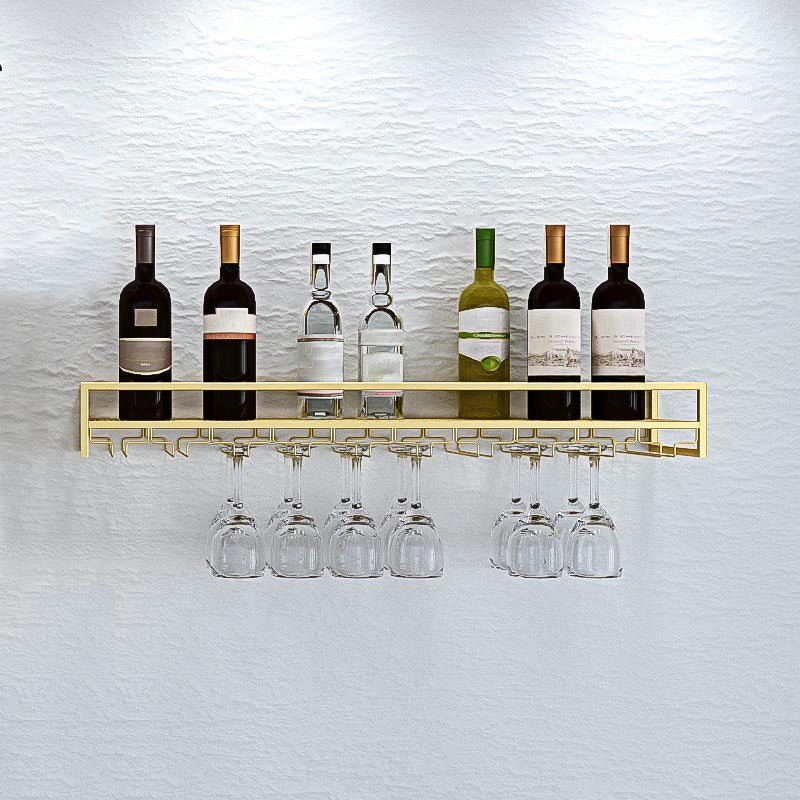 Metal Wall Mounted Wine Bottle & Glass Rack Modern Wine Holder Rack