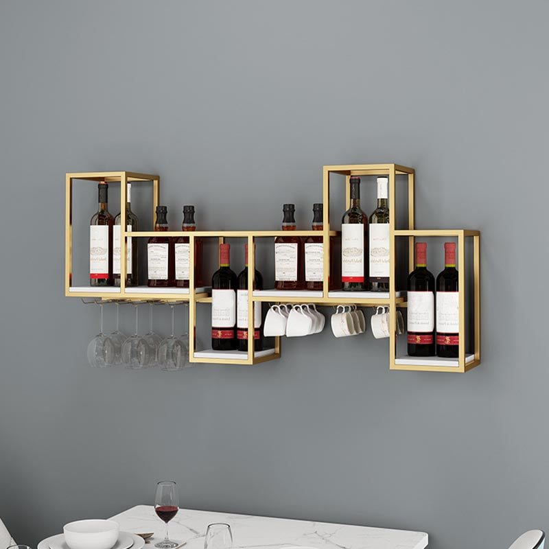 Metal Wall Mounted Wine Rack 7.8"W Wine Rack with  Stemware Holder