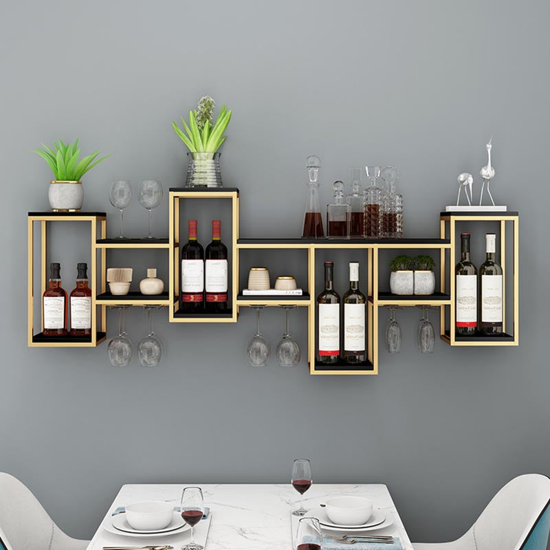 Metal Wall Mounted Wine Rack 7.8"W Wine Rack with  Stemware Holder