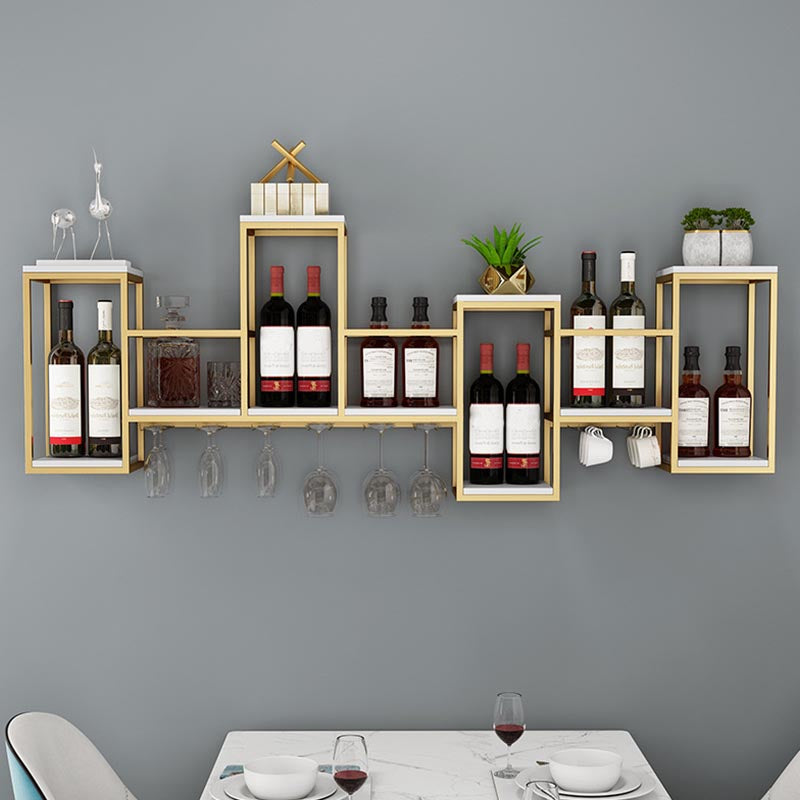 Metal Wall Mounted Wine Rack 7.8"W Wine Rack with  Stemware Holder