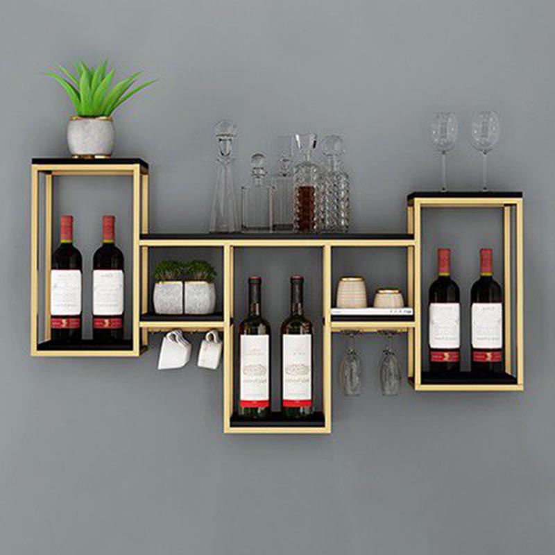 Metal Wall Mounted Wine Rack 7.8"W Wine Rack with  Stemware Holder