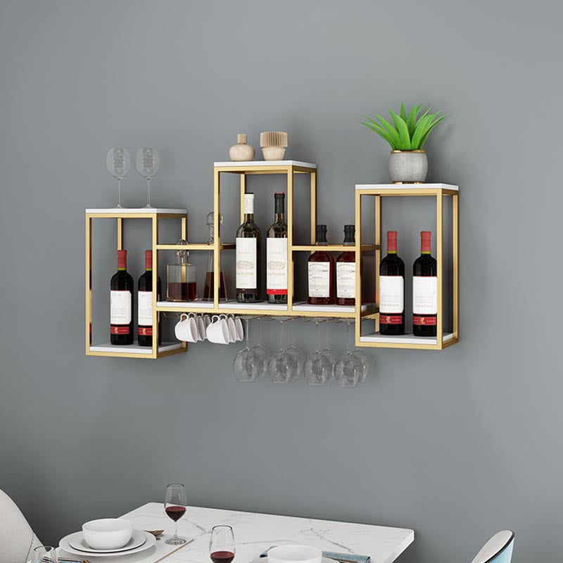 Metal Wall Mounted Wine Rack 7.8"W Wine Rack with  Stemware Holder