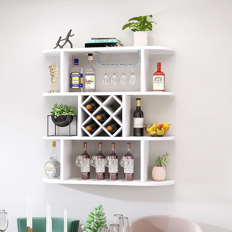 Wood Wall Mounted Modern Wine Rack Wine Stemware Holder for Home