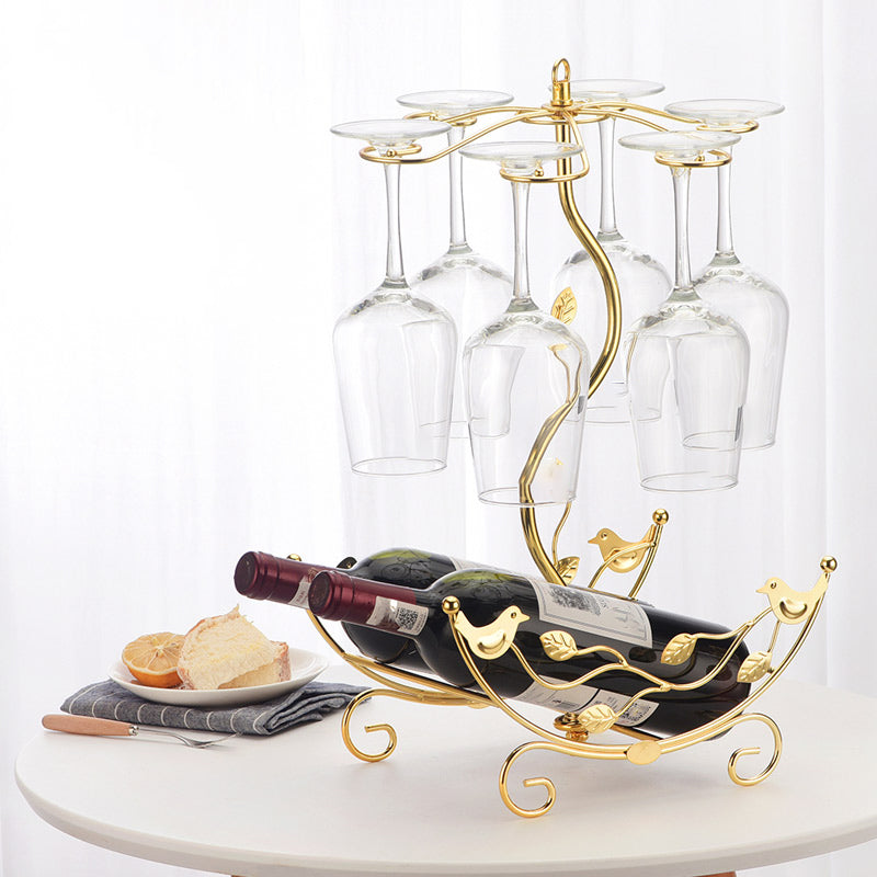 Glam Tabletop Wine Holder Rack Metal Wine Rack Kit for Living Room