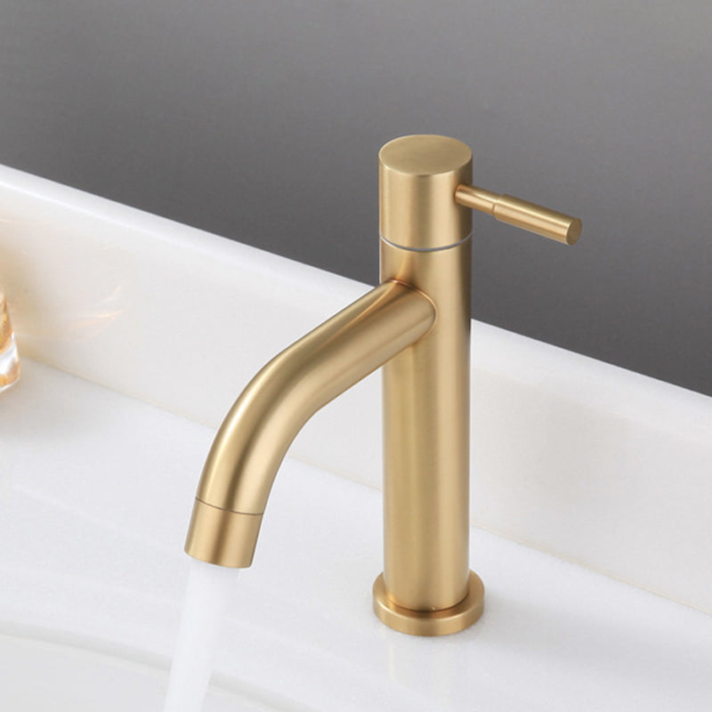 Circular Single Handle Bathroom Faucet Single Hole Vessel Sink Faucet in Brush Gold