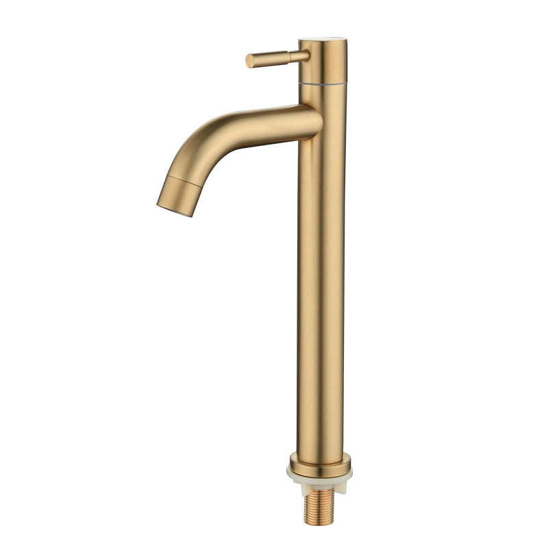 Circular Single Handle Bathroom Faucet Single Hole Vessel Sink Faucet in Brush Gold