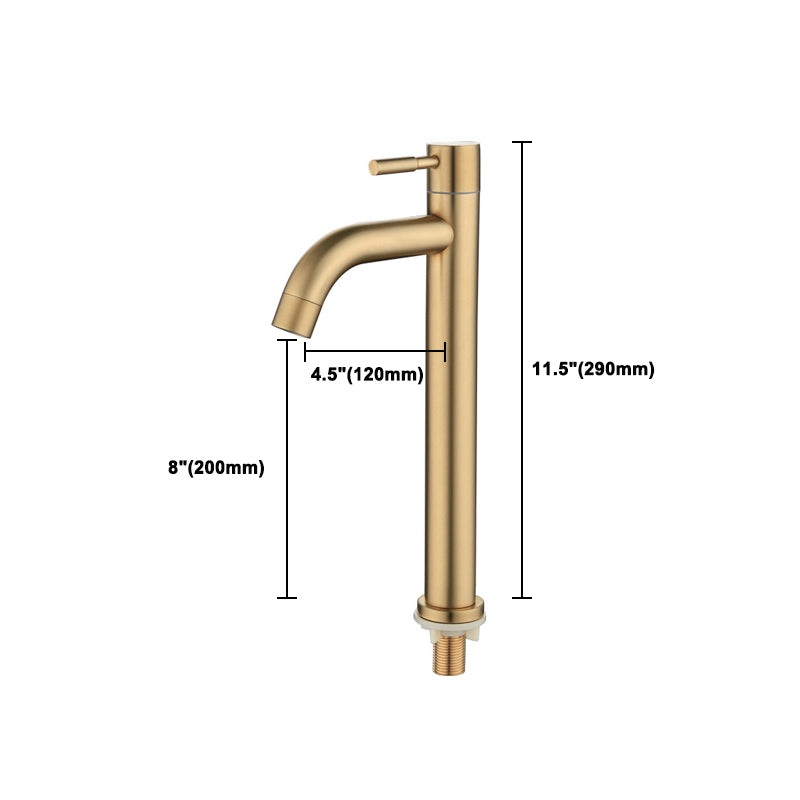 Circular Single Handle Bathroom Faucet Single Hole Vessel Sink Faucet in Brush Gold