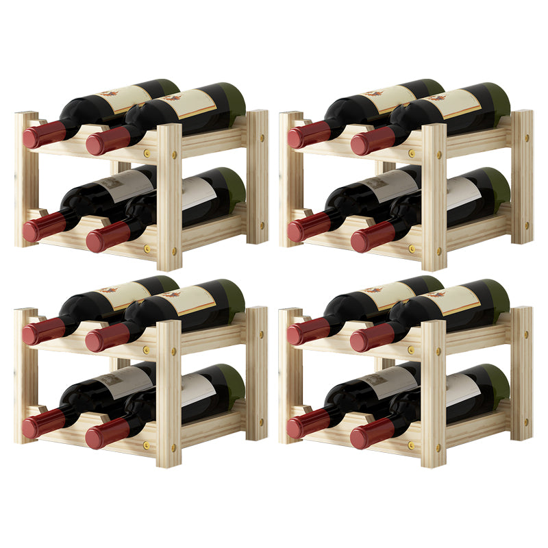 Modern Countertop Wine Bottle Holder Pine Bottle Wine Rack with Shelf