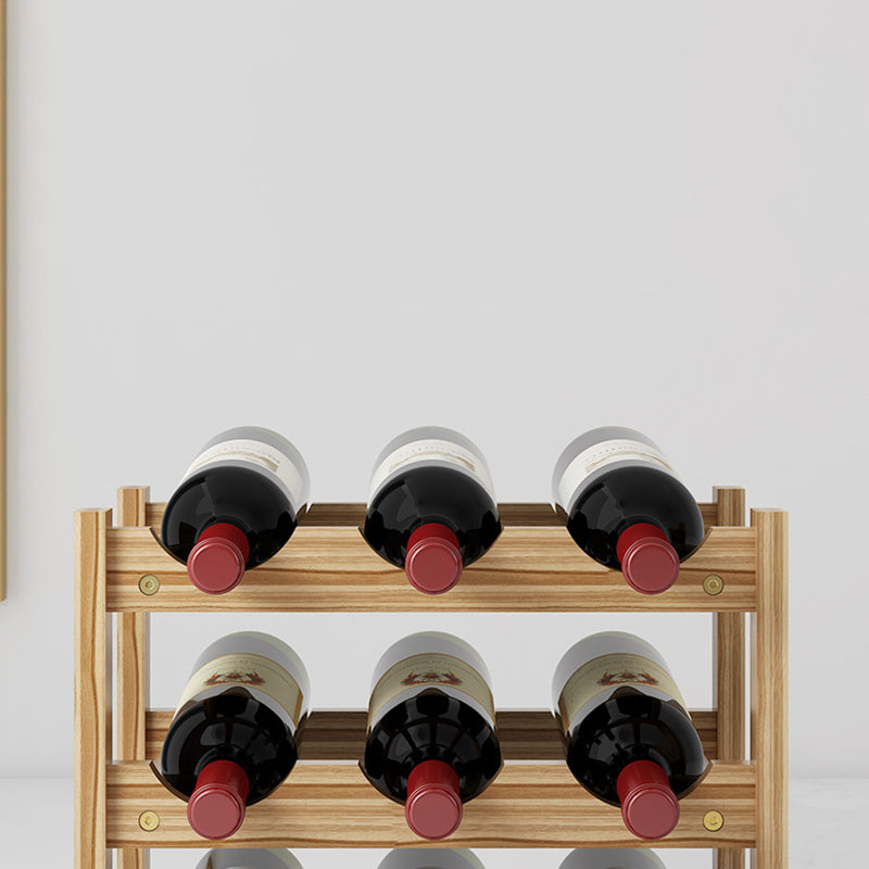 Modern Countertop Wine Bottle Holder Pine Bottle Wine Rack with Shelf