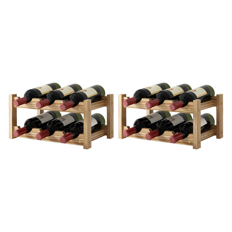 Modern Countertop Wine Bottle Holder Pine Bottle Wine Rack with Shelf