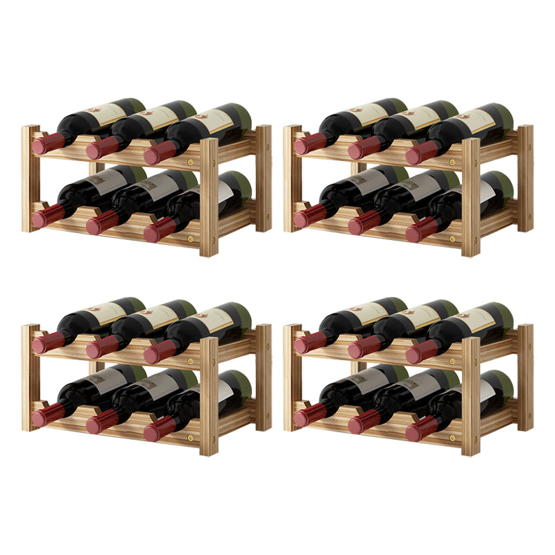 Modern Countertop Wine Bottle Holder Pine Bottle Wine Rack with Shelf