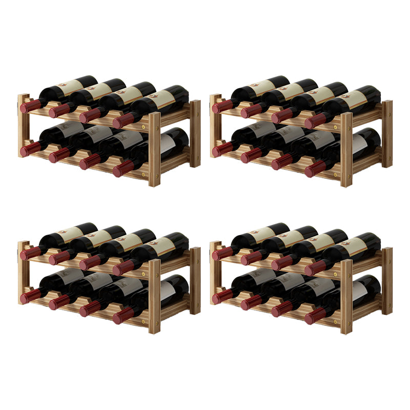 Modern Countertop Wine Bottle Holder Pine Bottle Wine Rack with Shelf