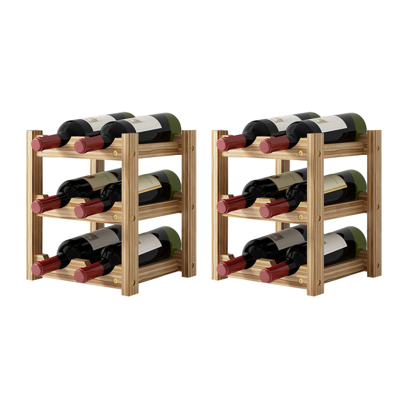 Modern Countertop Wine Bottle Holder Pine Bottle Wine Rack with Shelf