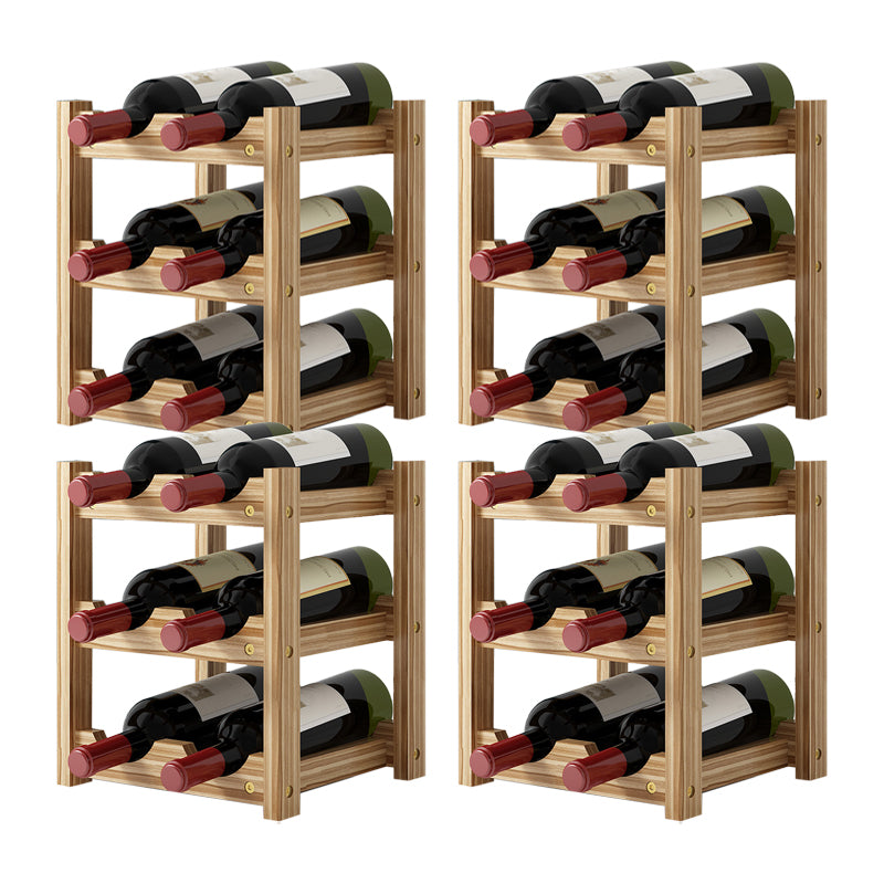 Modern Countertop Wine Bottle Holder Pine Bottle Wine Rack with Shelf