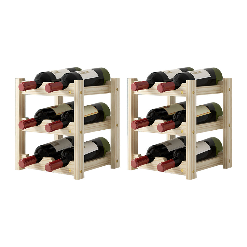 Modern Countertop Wine Bottle Holder Pine Bottle Wine Rack with Shelf